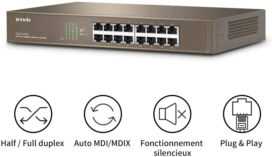 SWITCH TENDA 16 PORTS TEF1016D