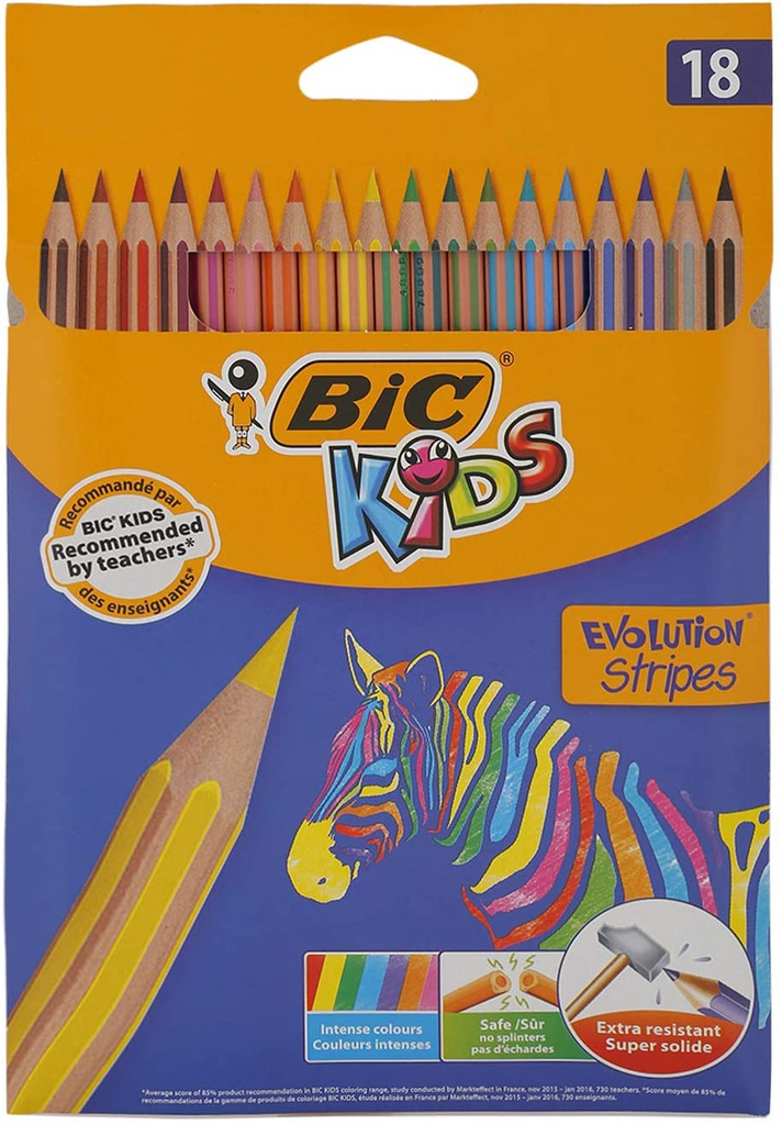 CRAYON DE COULEUR BIC 18 COUL LONG