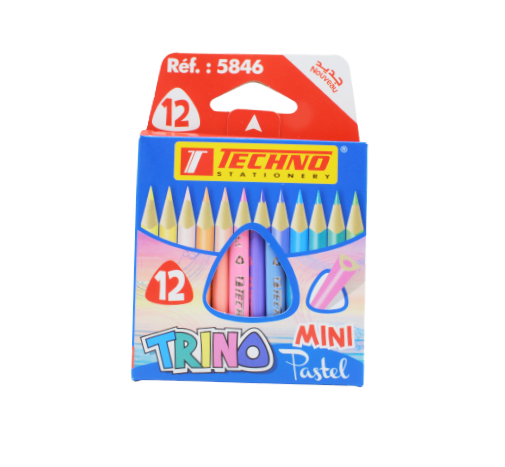 CRAYON DE COULEUR TECHNO TRINO MINI PASTEL 12 COUL 5846