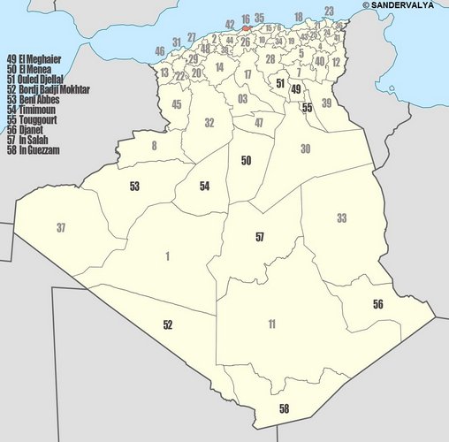 CARTE ADMINISTRATIVE ALGERIE