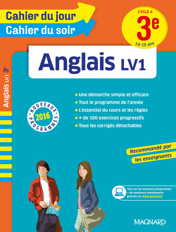 CAHIER DU JOUR CAHIER DU SOIR ANGLAIS LV1 3E CYCLE 4 (14-15Ans)