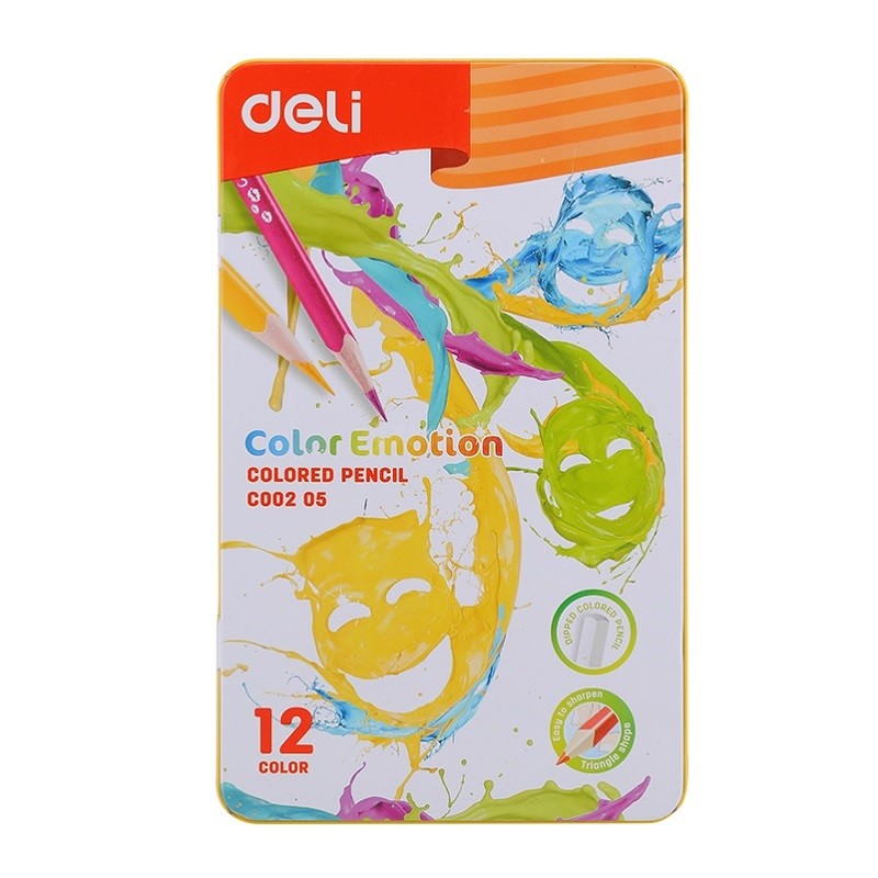 CRAYON DE COULEUR DELI 12/18 BOITE METALLIQUE C002 05