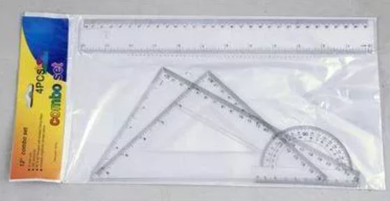 KIT DE TRACAGE 4PCS (2 EQEURRES + RAPPORTEUR + REGLE 30 CM) IMPKS