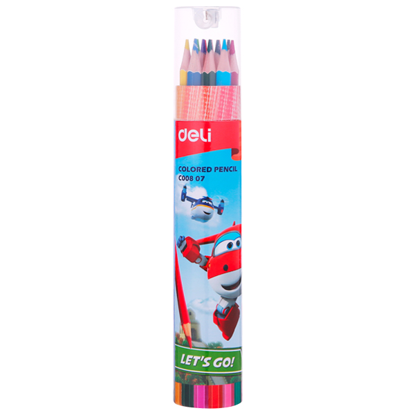 CRAYONS DE COULEUR DELI SUPER WINGS BOITE RONDE C008 07