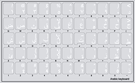 STICKERS CLAVIER ALPHABETIQUE ARABE TRANSPARANTE