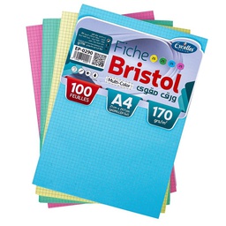 PAPIER BRISTOL A4 QUADRILLÉ COULEURS EXCELLES 20F EP-0077