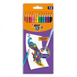 [CRCOBIC12COAVGO] - CRAYON DE COULEUR BIC 12 COUL AVEC GOMME