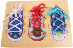 [JELA3CH] - JOUET EN BOIS POUR APPRENDRE A NOUER DES LACETS DE CHAUSSURES 3 A 6 ANS