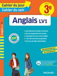 [CAJOSOANLV13E] - CAHIER DU JOUR CAHIER DU SOIR ANGLAIS LV1 3E CYCLE 4 (14-15Ans)