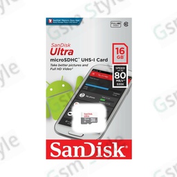 CARTE MEMOIRE MICRO SD 16GB 80MB/S SANDISK