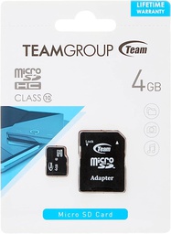 CARTE MEMOIRE MICRO SD 4GB CLASS 10 AVEC ADAPTATEUR TEAMGROUP